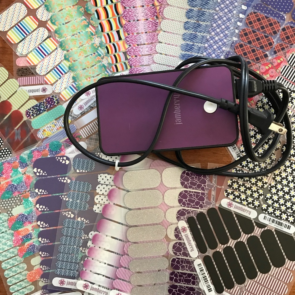 Huge Lot of Jamberry Nail Wraps + Heater